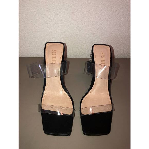 Schutz Ariellen Vinyl Crystal Embellished Heels Sz 8.5B - Picture 4 of 9
